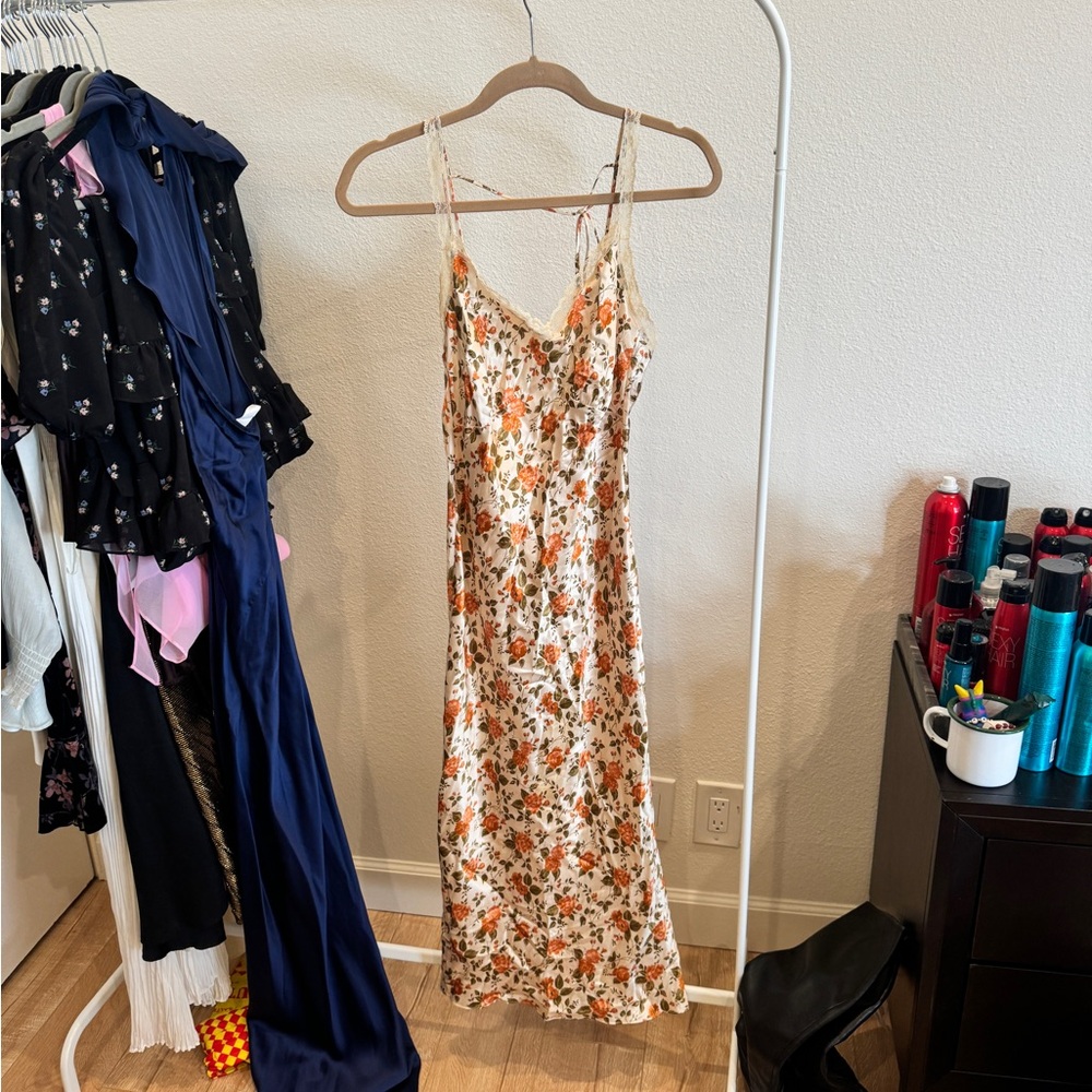 Reformation Floral and Lace slip dress size 0